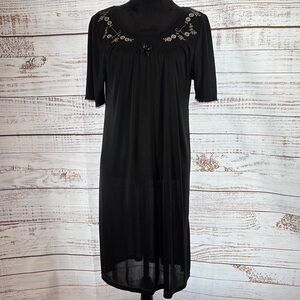 Black Embroidered Midi‎ pull over/ nightgown size S